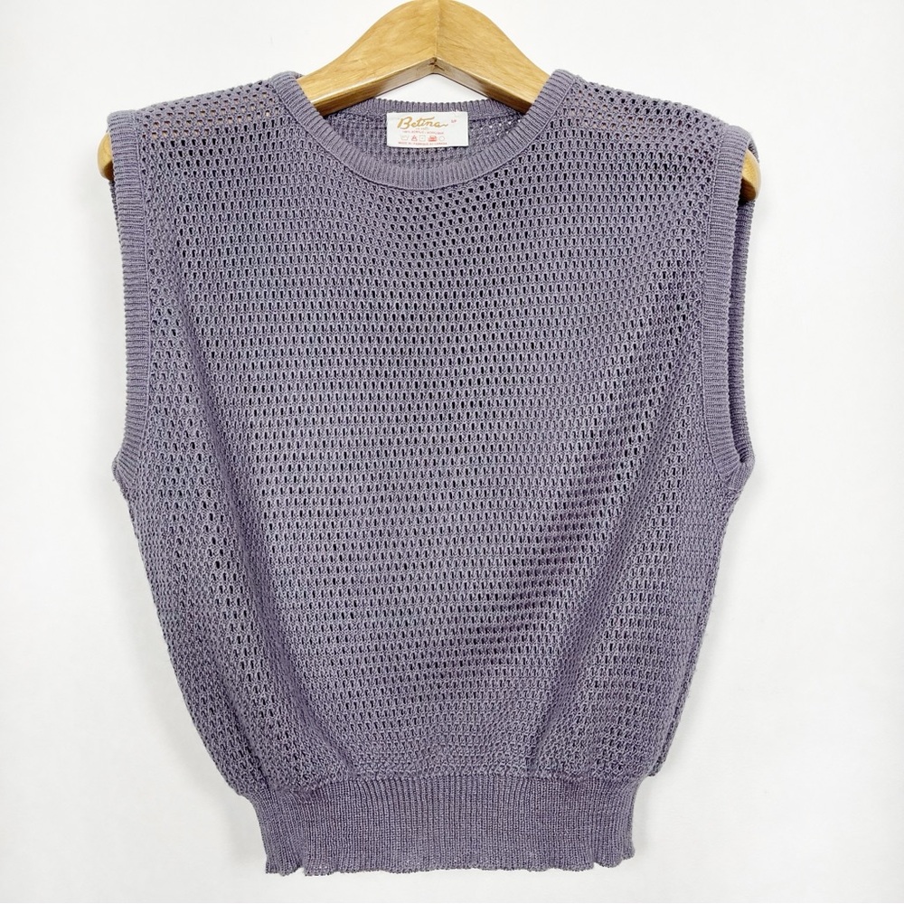 Vintage‎ Betina 🇨🇦 Grey Women’s Sleeveless Knit Vest Size Small Crewneck